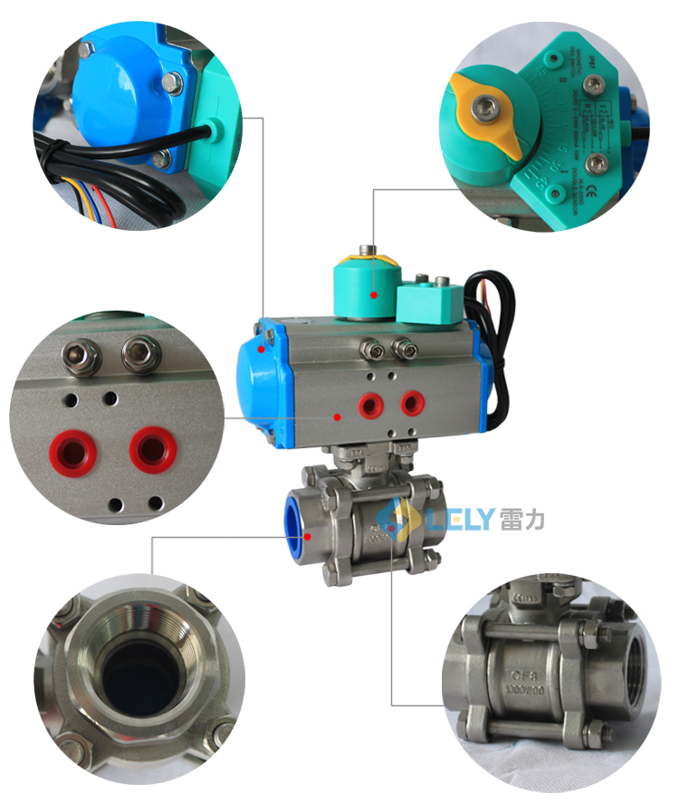 氣動(dòng)三片式不銹鋼螺紋球閥